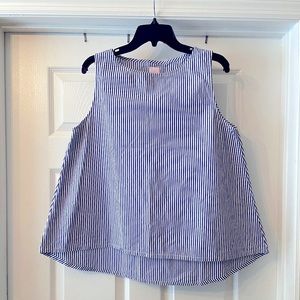 Ann Mashburn LARGE blue&white striped tent blouse